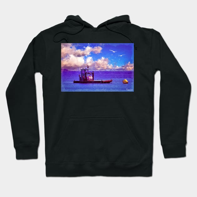 Barge in Atlantic Ocean Hoodie by kenmo